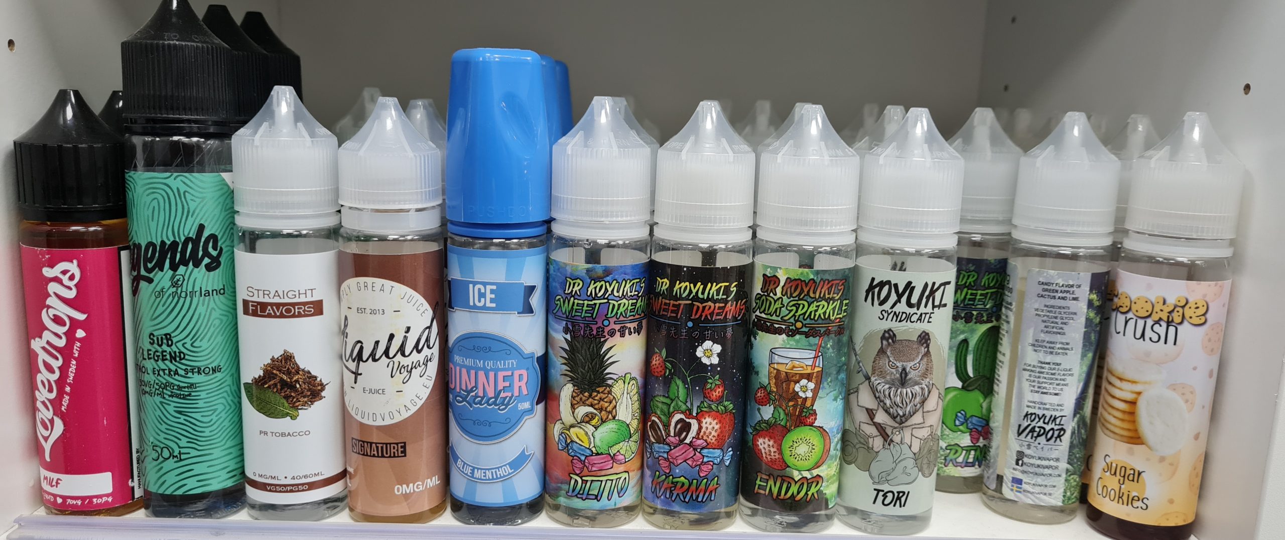 Goda smaker som Coookie crush för e-cigaretter från olika märken